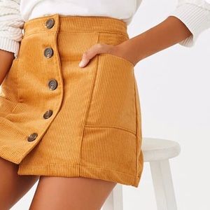 F21 Camel Corduroy Skirt